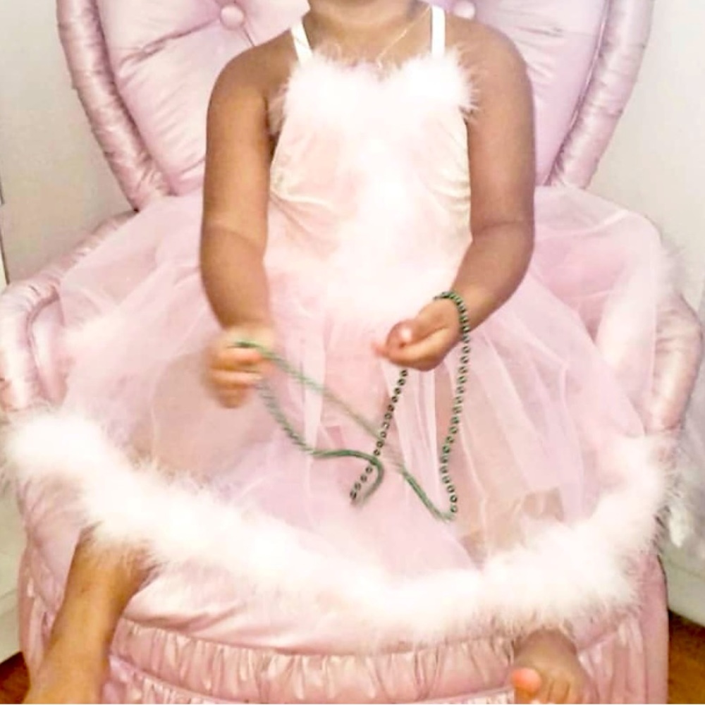 Tutu Dress with feathers and mesh 3/4 t